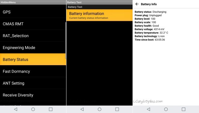 LG Stylo 3 Plus Battery Status
